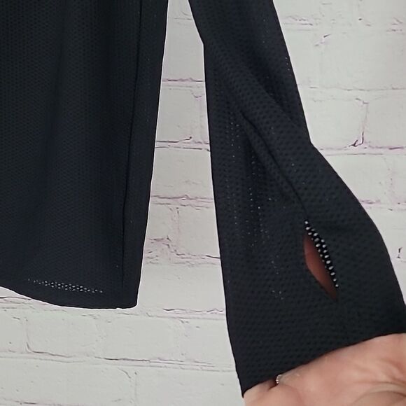 Demi Lovato for Fabletics | Anabelle Black Mesh Cowell Neck Top. Size Medium - Picture 4 of 5